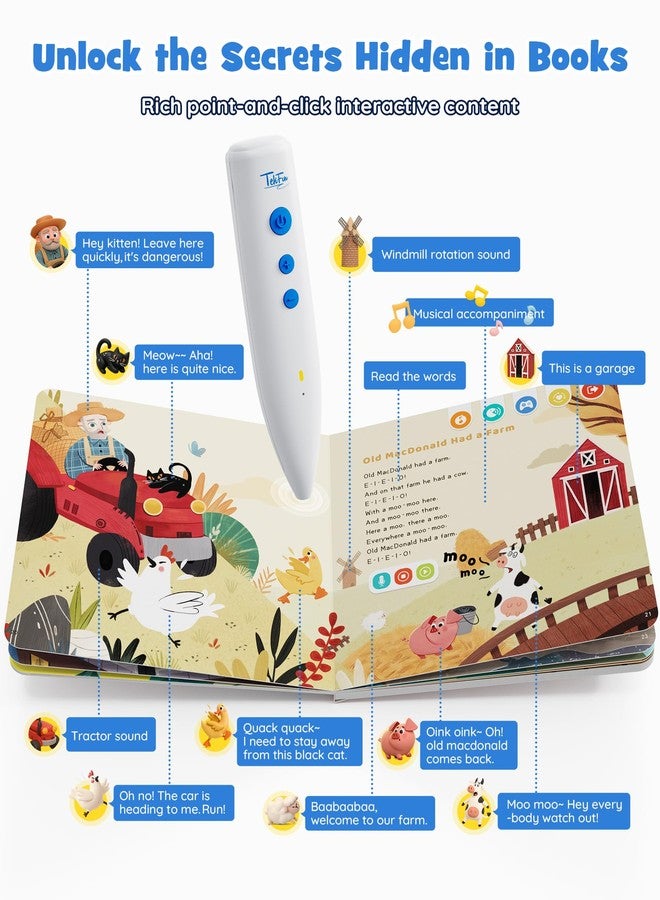 TEKFUN Talking Pen Books Set, Nursery Rhymes Toys for Toddlers, Learning Interactive Toys, Educational Electronic Sound Books for Preschoolers, Autism Sensory Toy for Boys Girls Age 1 2 3 4 5 6 - Image 3